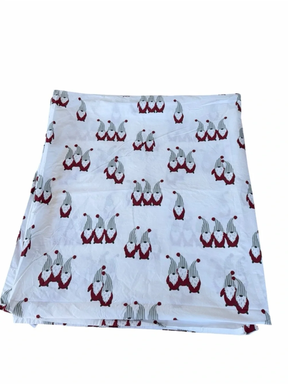 Pottery Barn Holiday Gnome 100% Organic Cotton 3-Piece Sheet Set Queen HTF GUC
